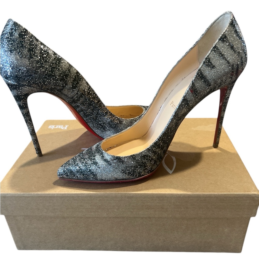 NEW PigalleFolliez 100 Glitter Sirene Christian Louboutin Paris Size 38.5 4in